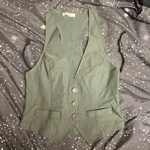 Grey Short Length Racerback Vest with Pointed Front